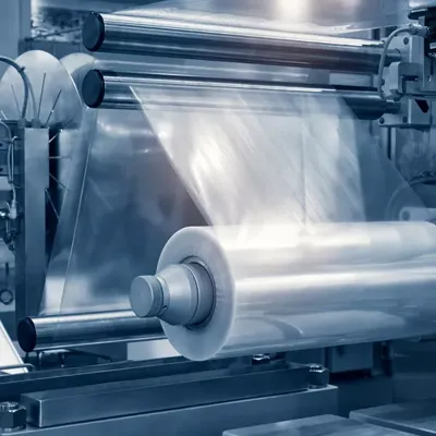 Machinery developing ultra clear plastic film using MINBLOC HC mineral.