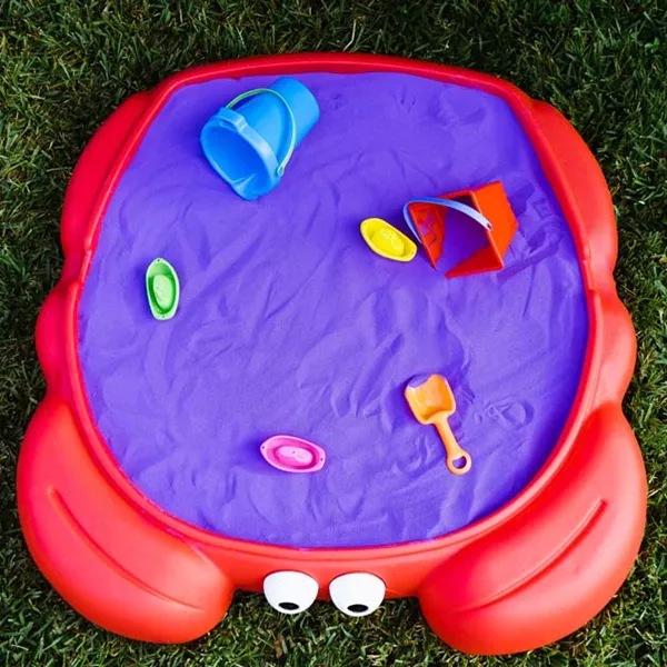 Parent's sand box toy for children and kids including vibrant colored Crayola Play Sand and sand toys for non toxic, safe outdoor play time.