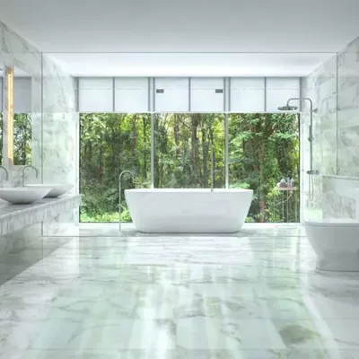 Beautiful, modern bathroom utilizing STARCAST ceramic casting kaolin clays for improving casting rate and deflocculant response in automated and pressure cast applications.